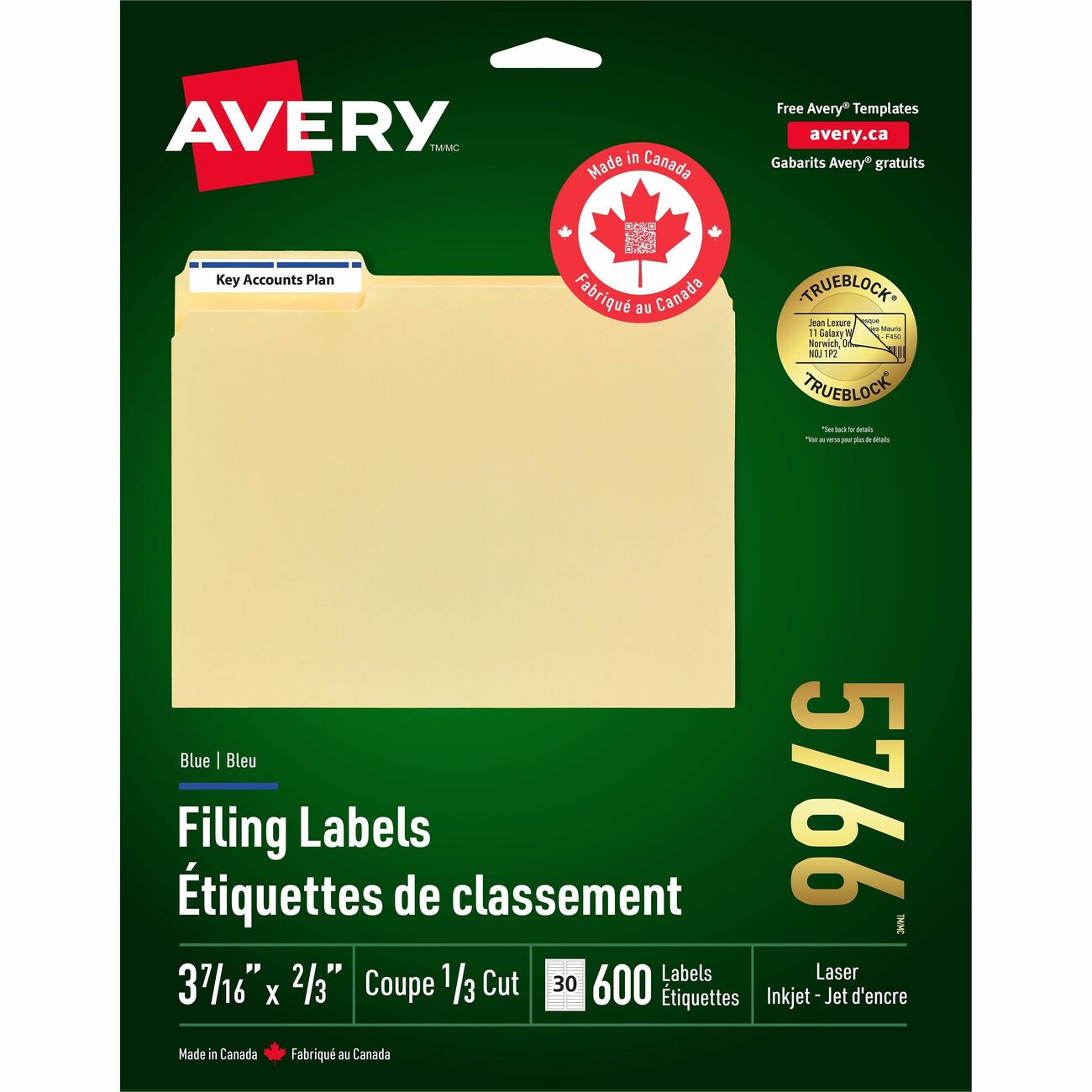 Avery Label Fldr Perm Lsr/Inkj Be