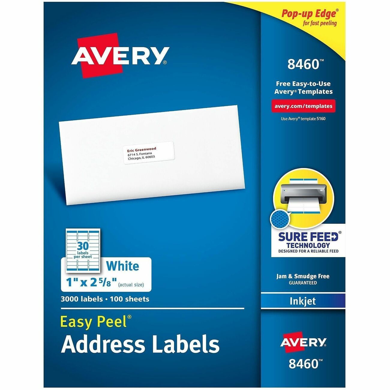 Avery Label Ezpeel Inkjt 1X2.6 We