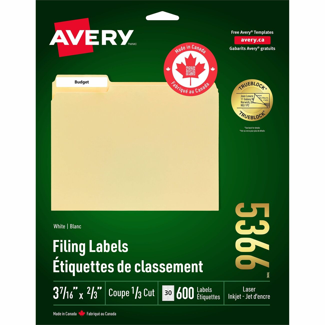 Avery Label Fldr Perm Lsr/Inkj We