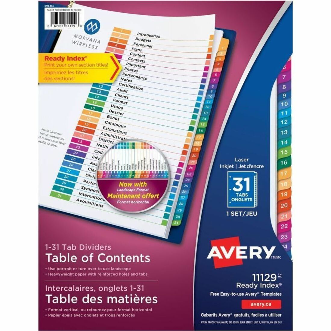 Avery Dividers Index Ready 1-31