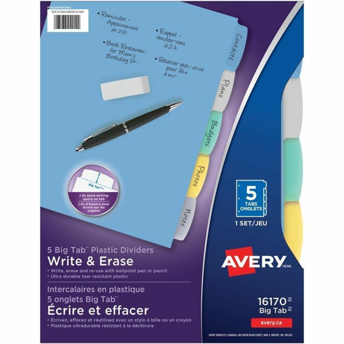Avery Dividers Write-On 5Tab Mlti