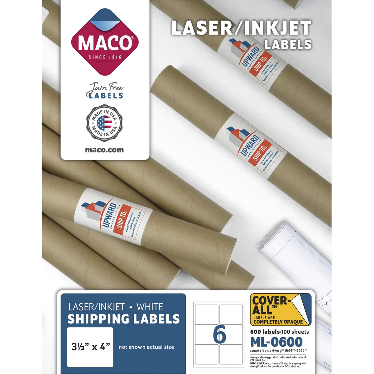 Maco Laser Printer White Shipping Labels