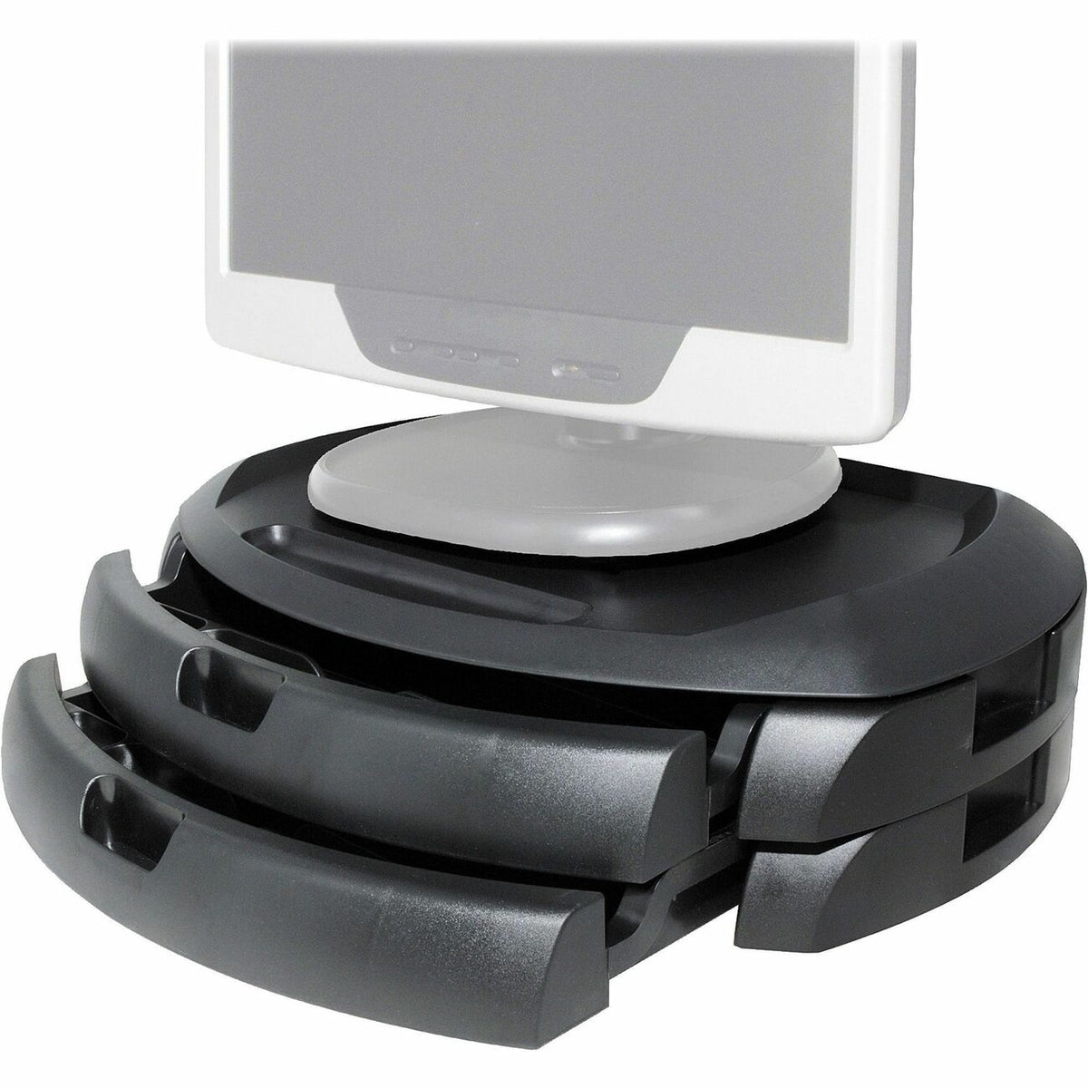 Kantek 2-Drawer Black Monitor Stand/Organizer