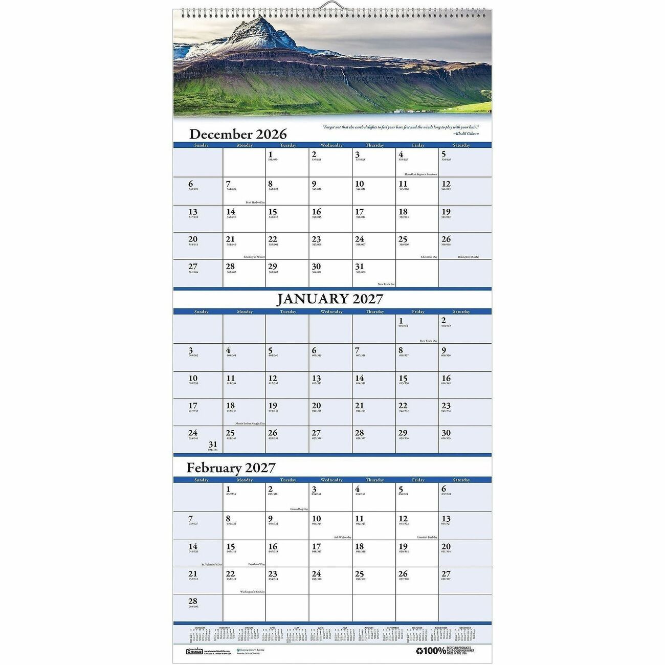 Calendar Wall 3-Mnth Scenic