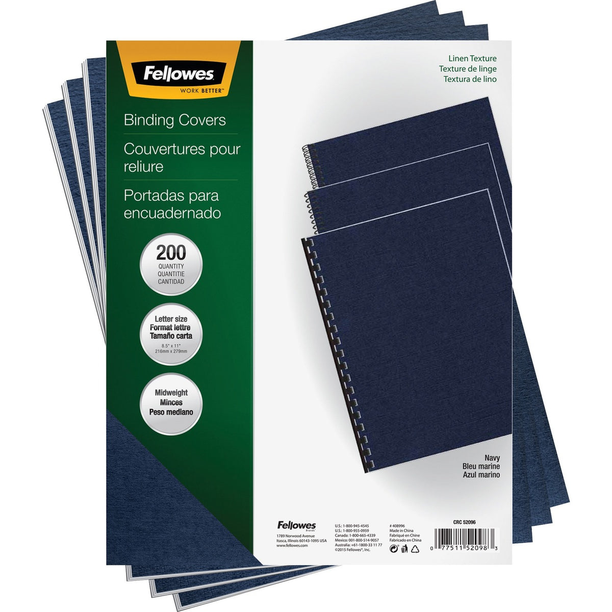 Fellowes Cover Textrd Linen Ltr Ny