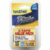 Brother Tape Label 1/2"-Bk/We 2Pk