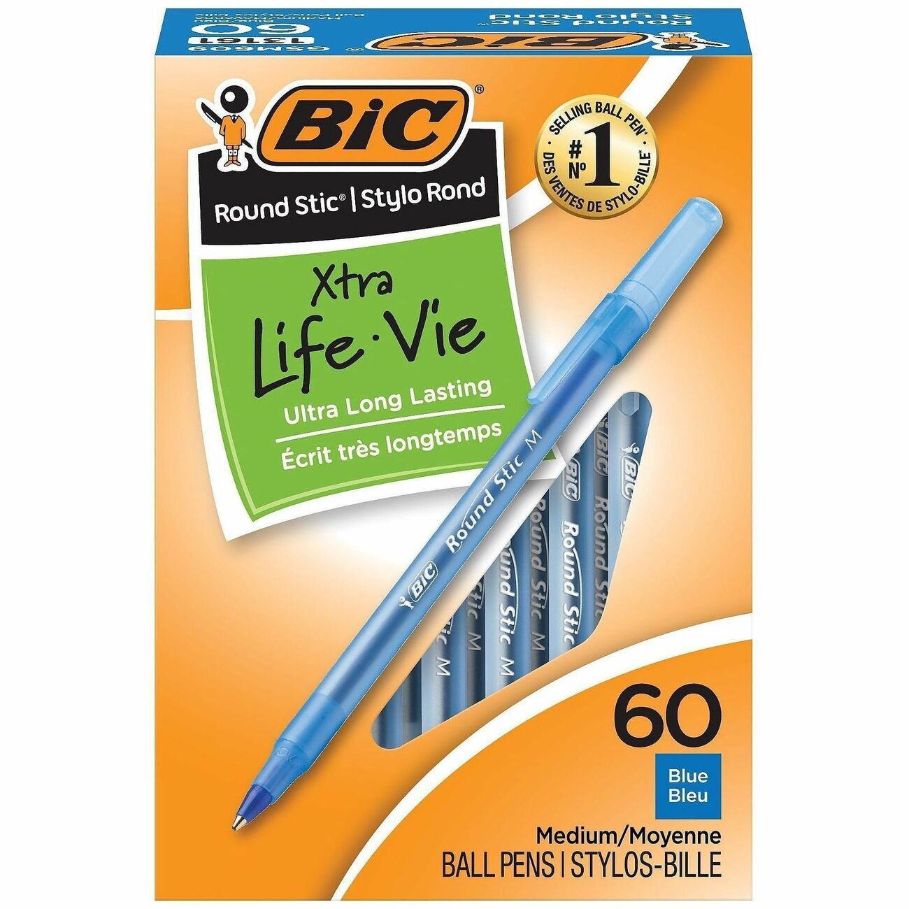 BIC Pen Roundstic Bp Md Be 60Pk