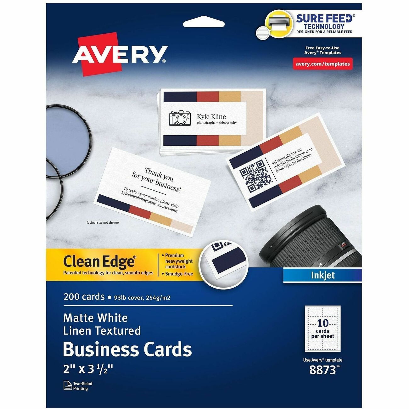 Avery Inkjet Business Cards, White