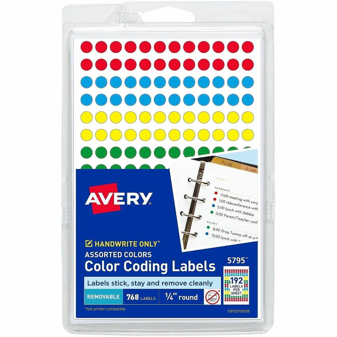 Avery Label Round 1/4 Ast 768Ct