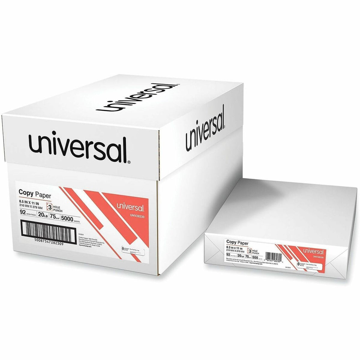 Universal Premium Multipurpose 3-Hole Punch Copy Paper - White