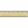 Universal Flat Wood Ruler with Double Metal Edge, 12" , Clear Lacquer Finish