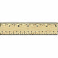 Universal Flat Wood Ruler with Double Metal Edge, 12" , Clear Lacquer Finish