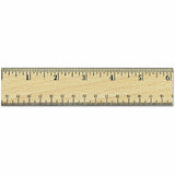 Universal Flat Wood Ruler with Double Metal Edge, 12" , Clear Lacquer Finish