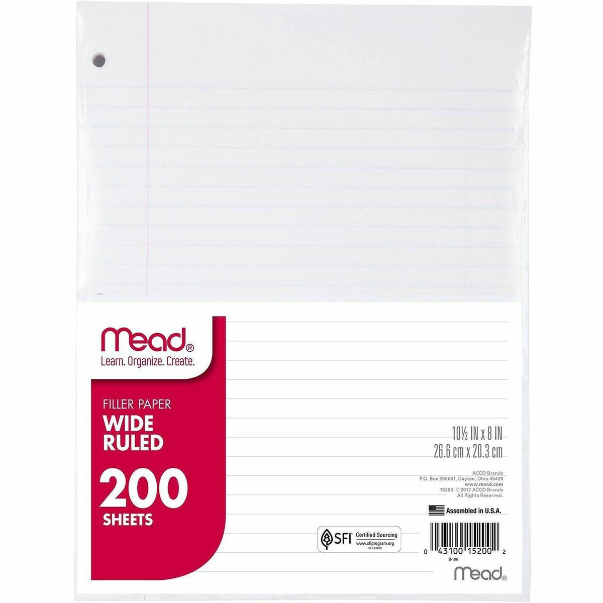 Mead 3-Hole Punched Wide-ruled Filler Paper