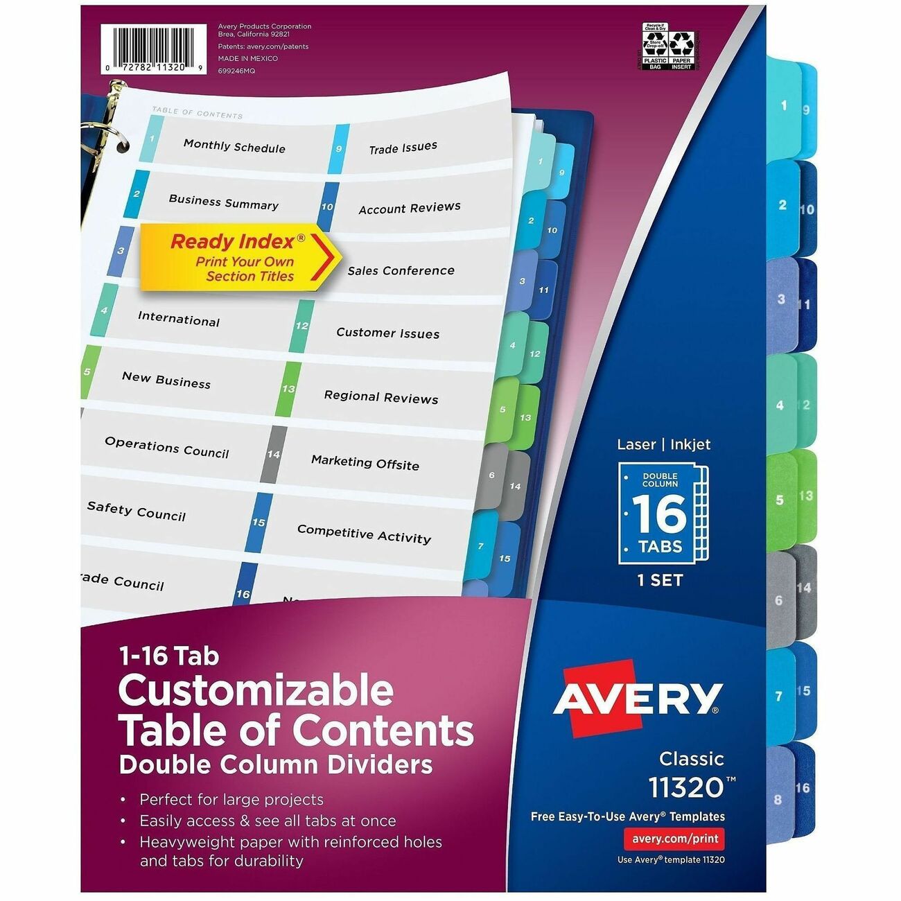 Avery Dividers Toc Dblclm 16Tab
