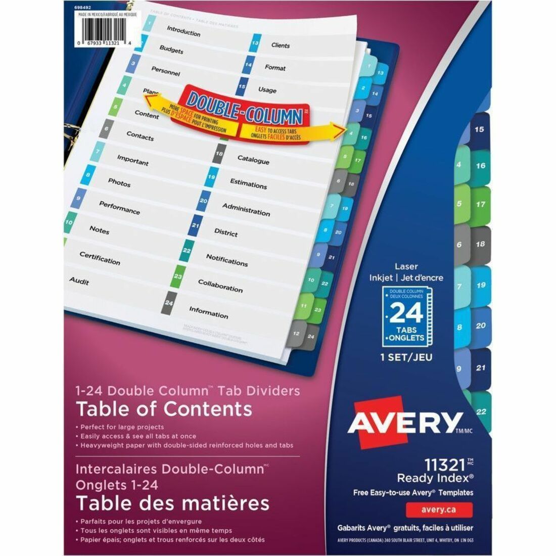 Avery Dividers Toc Dblclm 24Tab