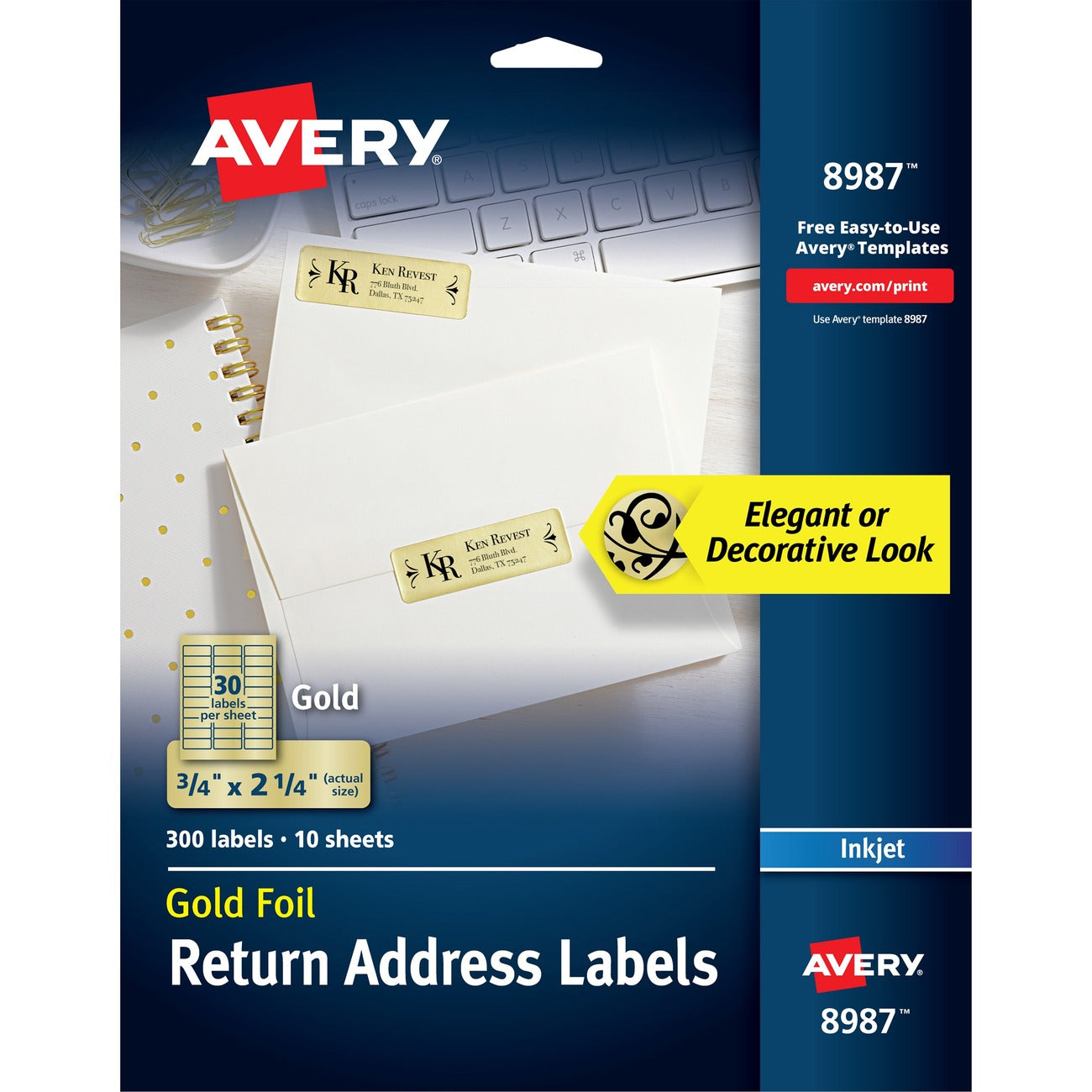 Avery Label Foil Gold 30Up