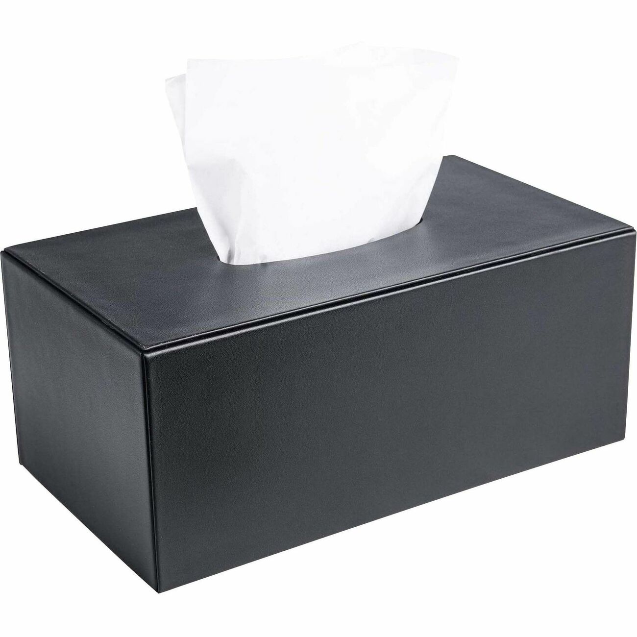Tissue Cover Lthr Rect Bk
