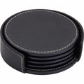 Coaster Set Lthr Bk