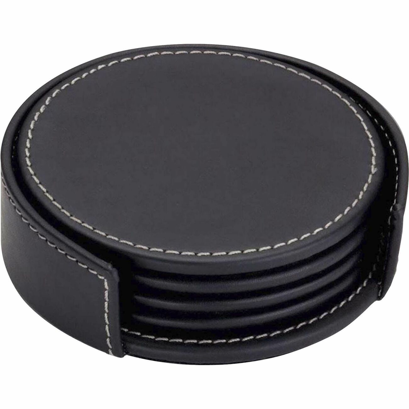 Coaster Set Lthr Bk