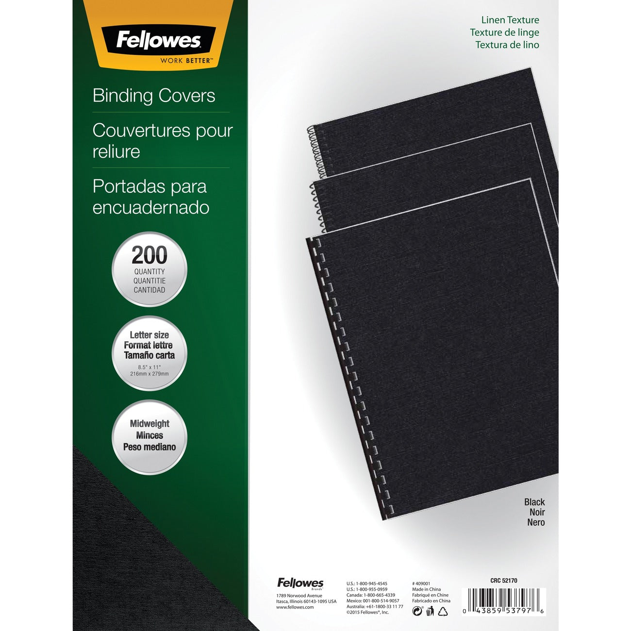 Fellowes Cover Bind Textrd Linen Bk