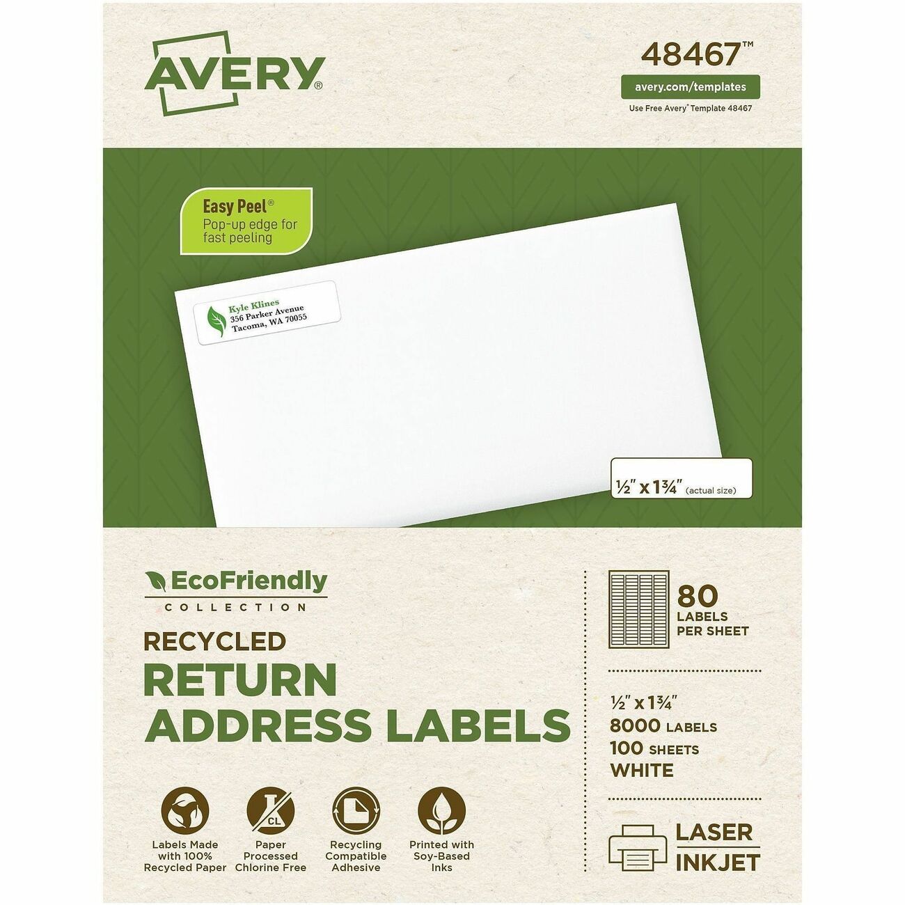 Avery Label Rcycld 1/2X1.75 8000