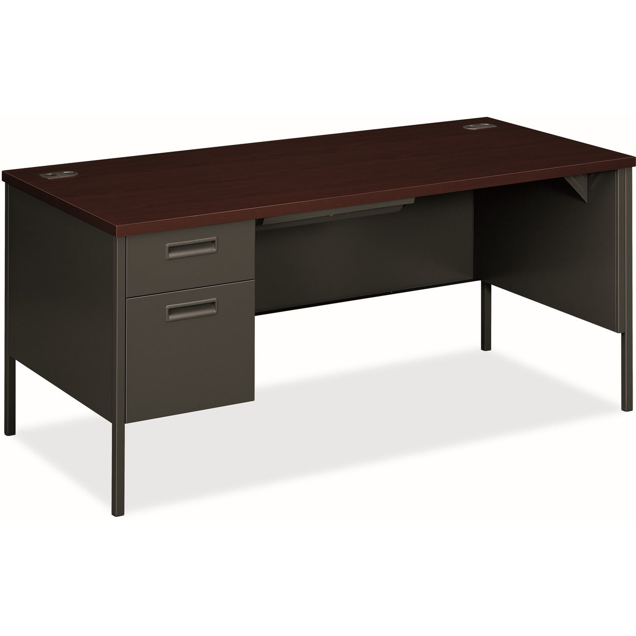 HON Desk Steel Sgl Ped Mah/Chr