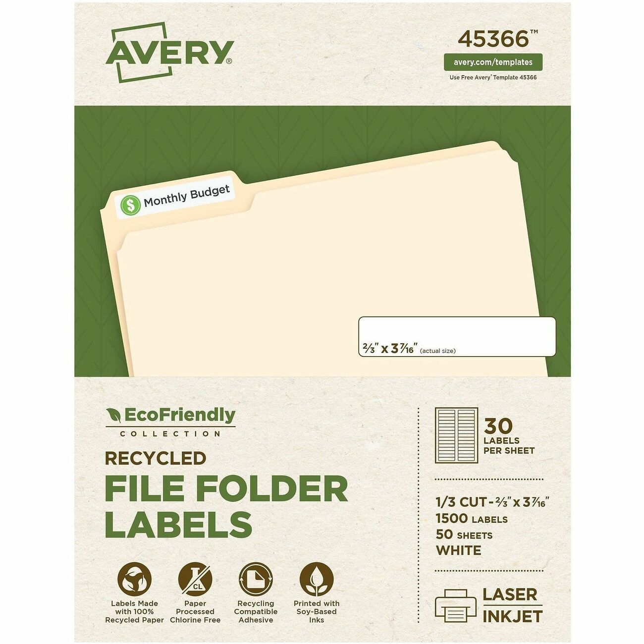 Avery Label File Folder 1500Ct