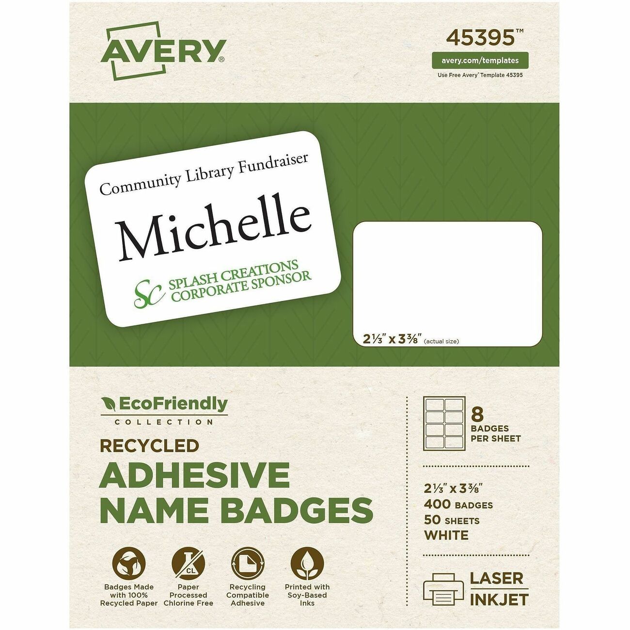 Avery Label Namebadge 2.3X3.3 400