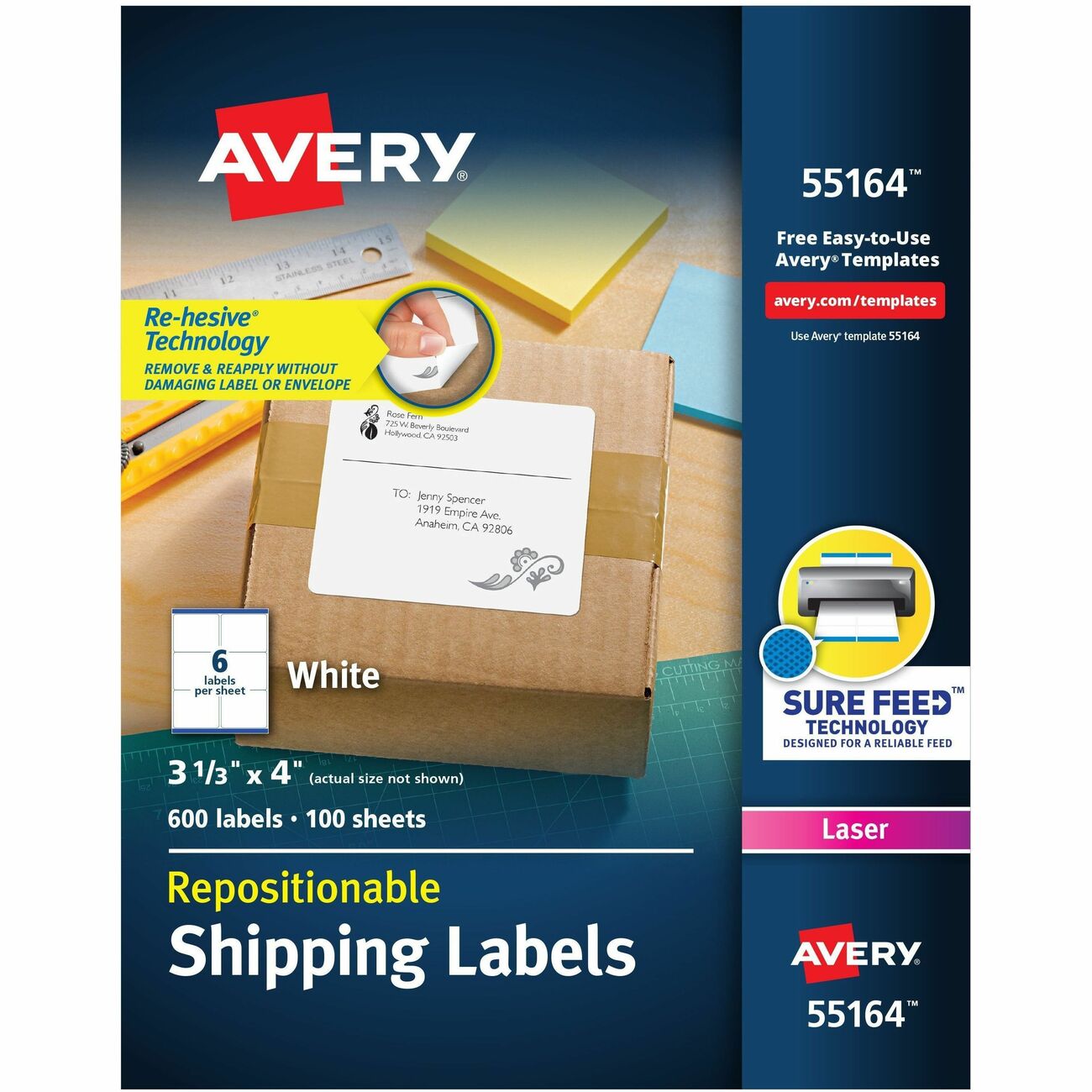 Avery Label Removable Laser Shpng