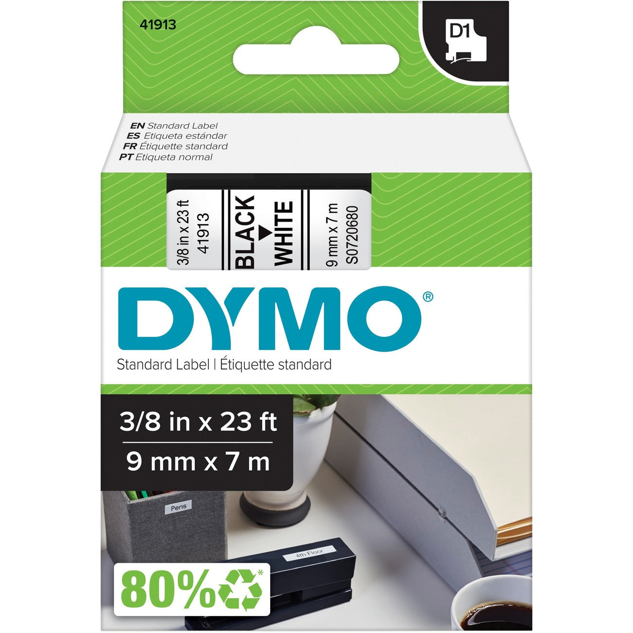 DYMO Cartridge Tape 3/8' Bk/We