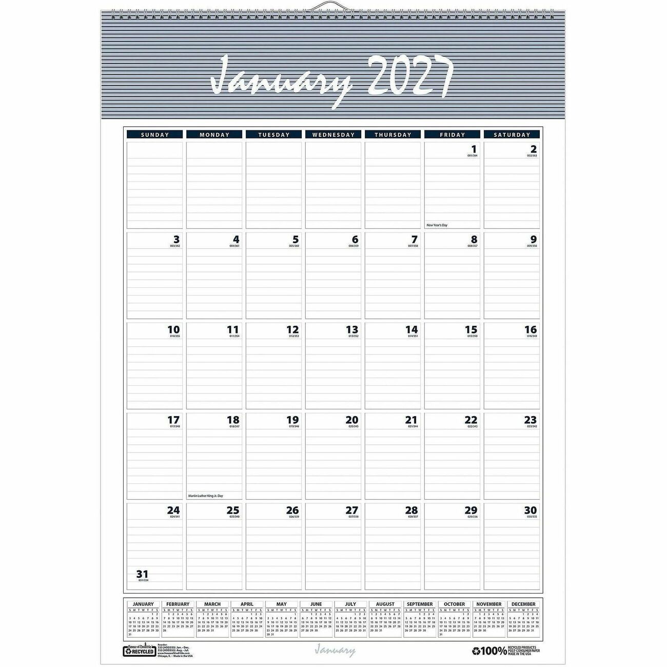 Calendar Wall 8.5X11 Be/Gy