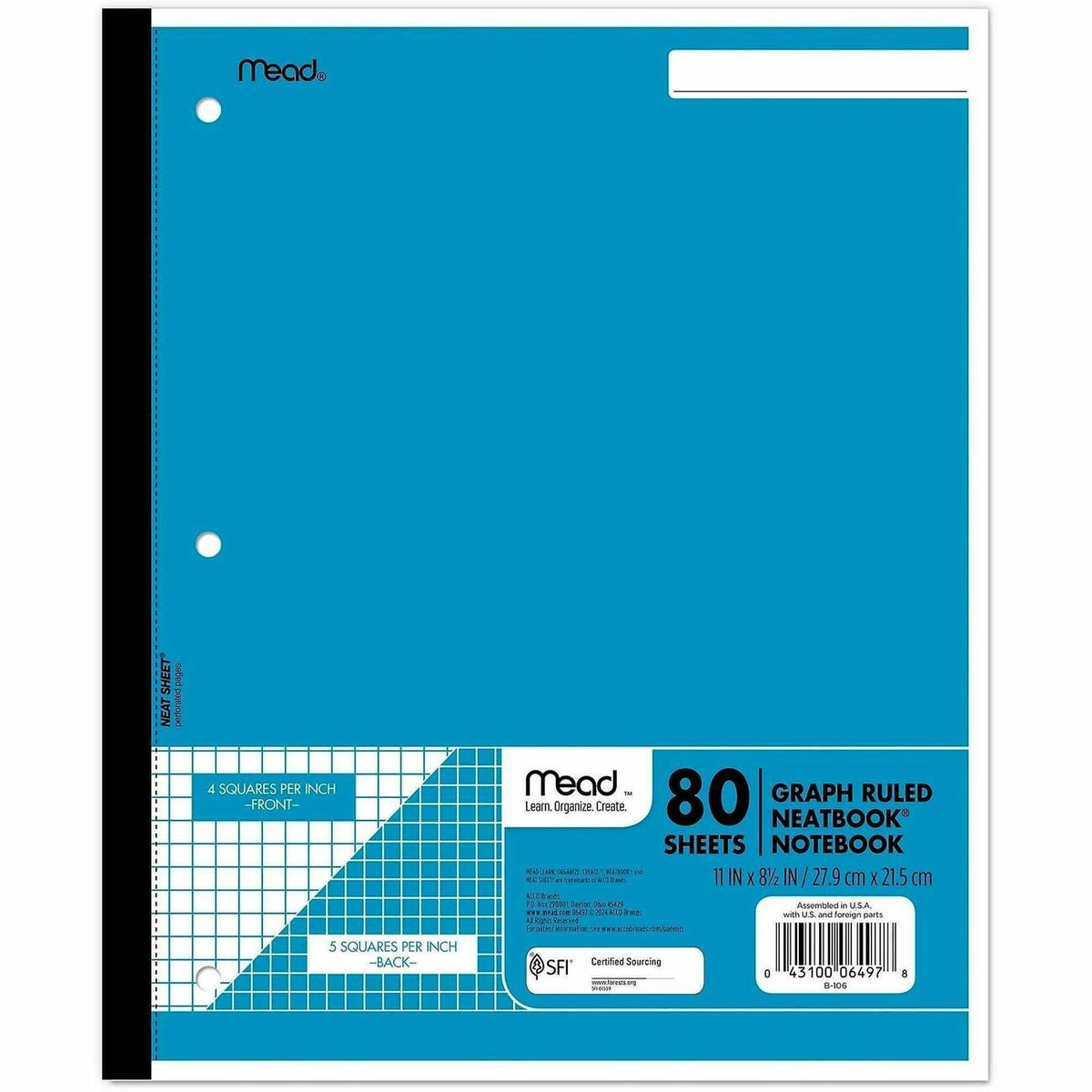 Mead Quad Wireless Neatbook Notebook - Letter