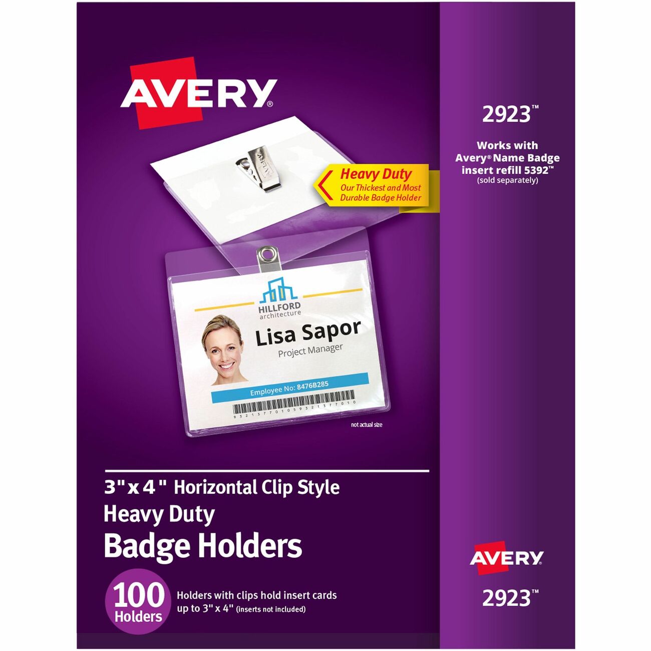 Avery Holder Badge Clip Horz 4X3