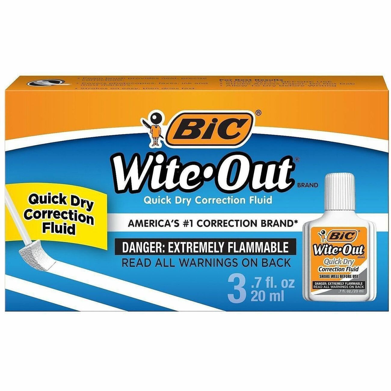 BIC Fluid Correctn Qd 3/Pk Wht