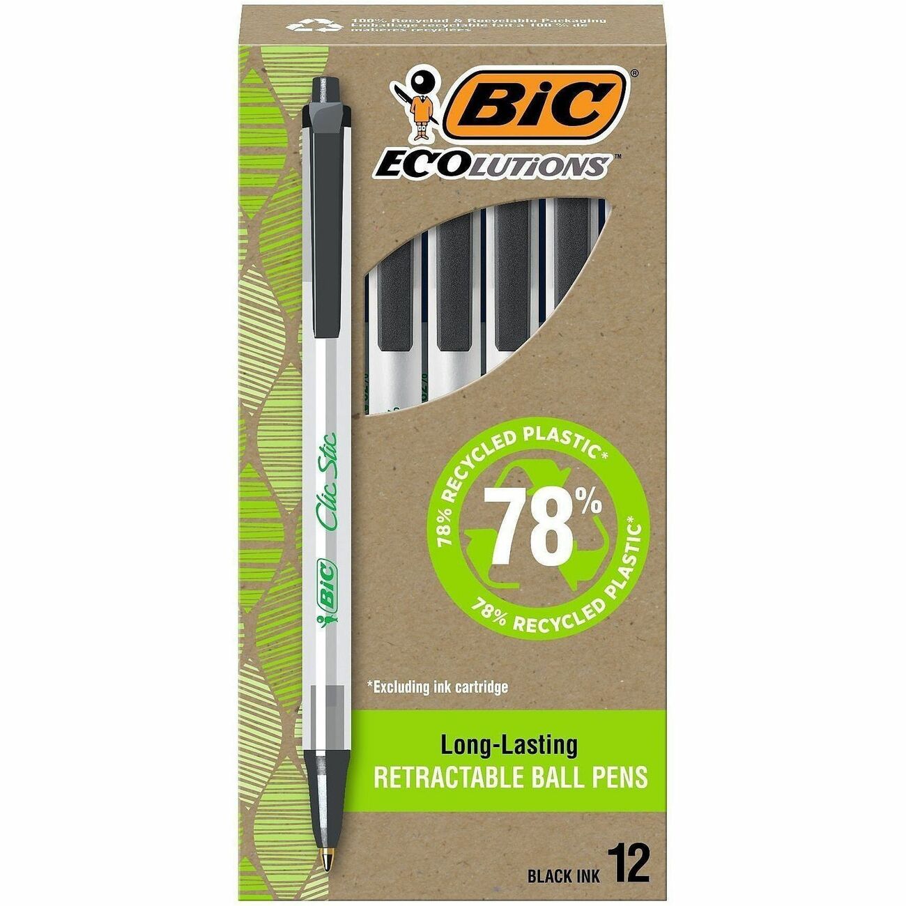 BIC Pen Clicstic Ecolu Med Bk