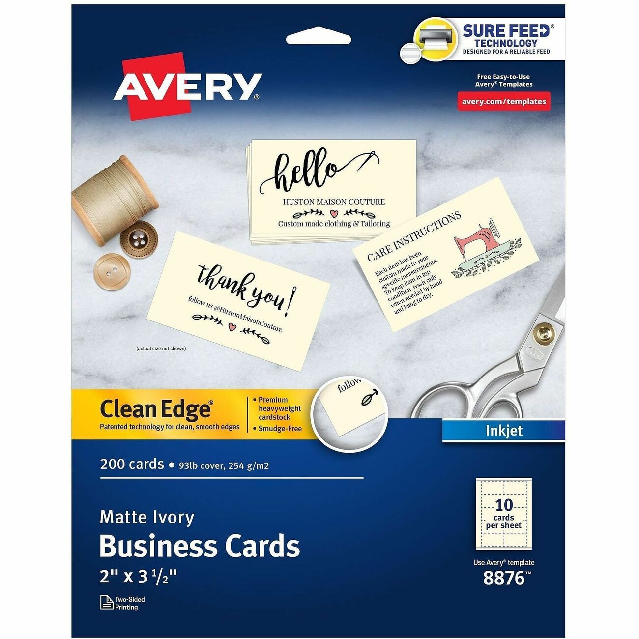 Avery Inkjet Business Cards, 10-Up