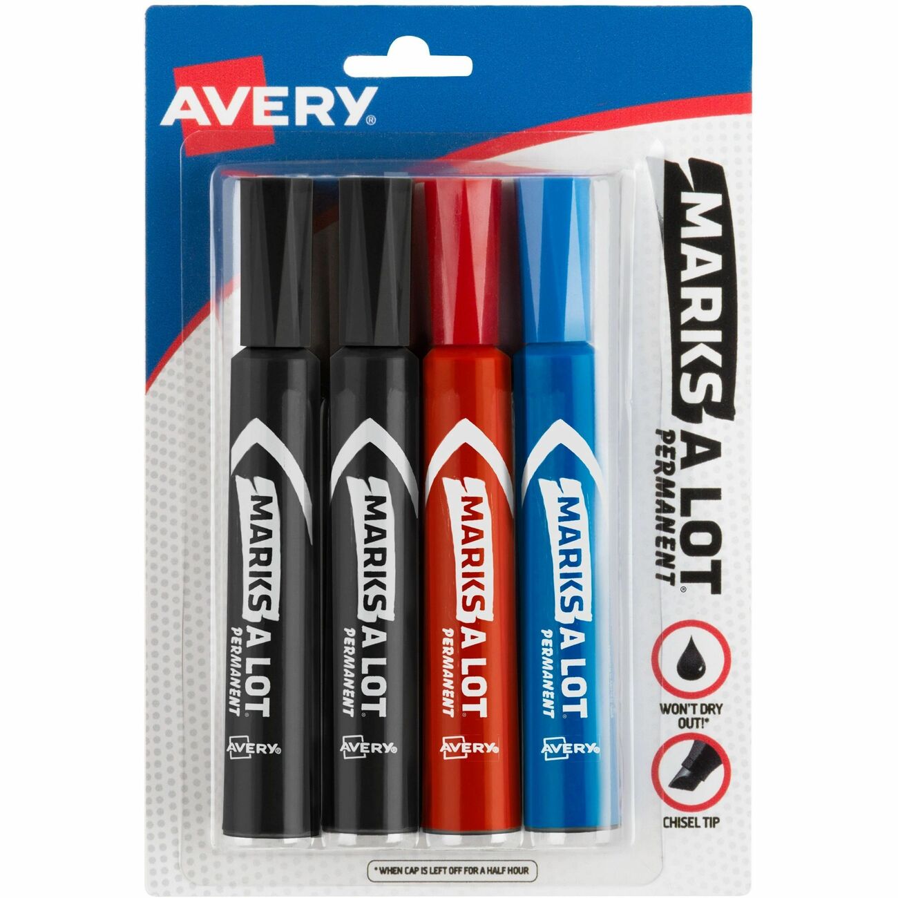 Avery Marker Perm Chsltp 4/Cd Ast