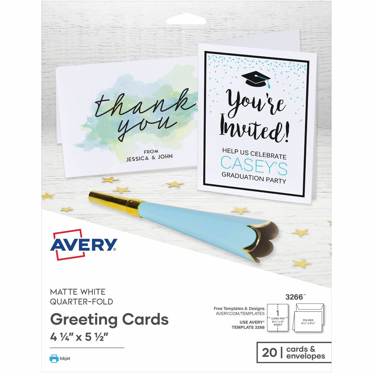 Avery Cards Inkjt Qtr Blank We