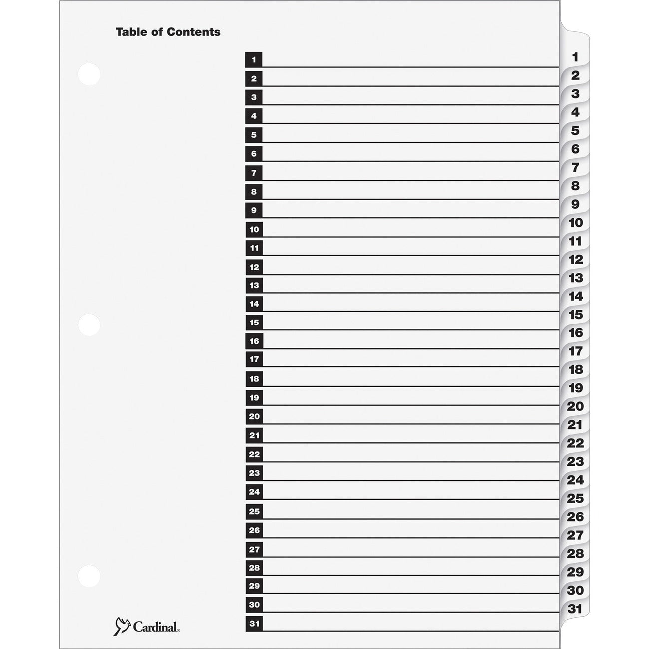 Index 11X8.5 1-31 Cl