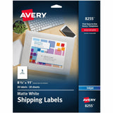 Avery&reg; White Shipping Labels, 8-1/2" x 11" , 20 Labels (8255)