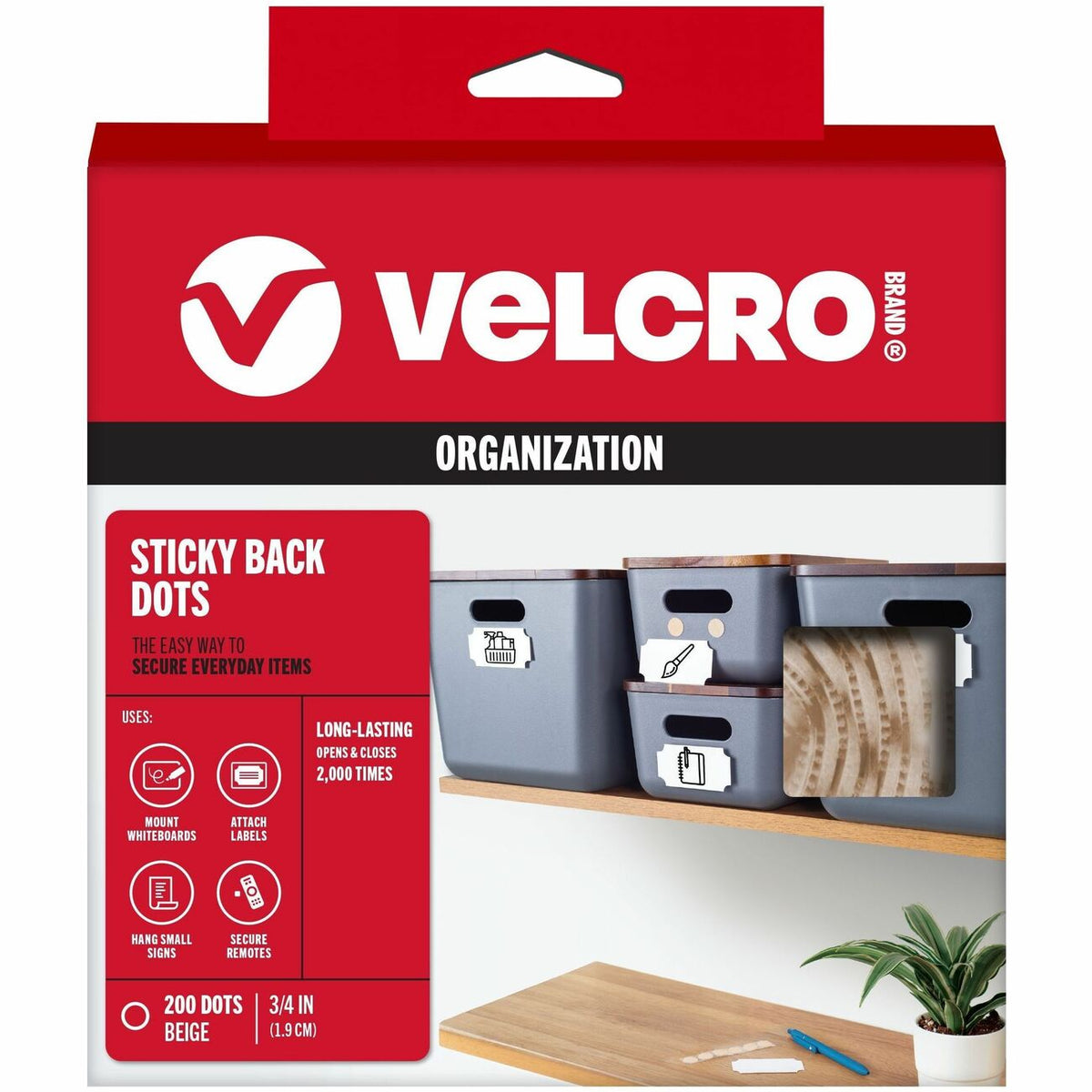 VELCRO® Sticky Back 3/4in Circles Beige 200 ct
