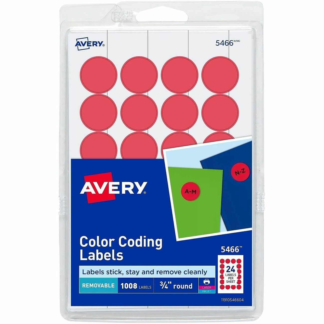 Avery Label Round 3/4Dia Red
