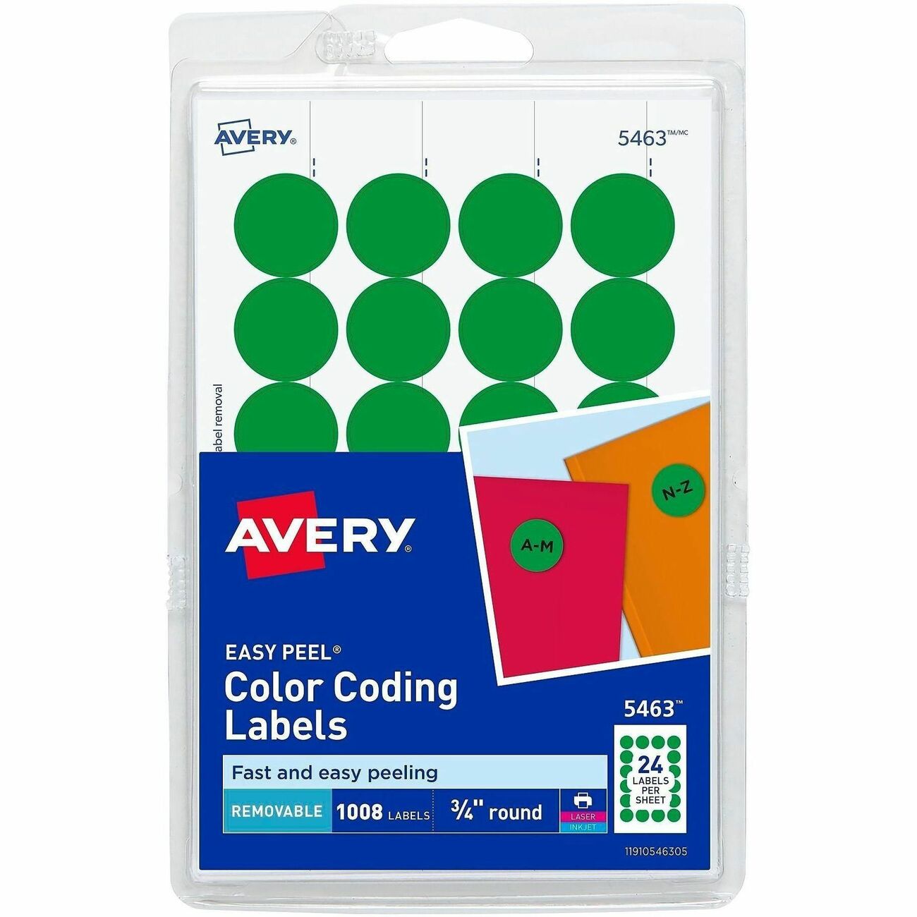 Avery Label Round 3/4Dia Grn