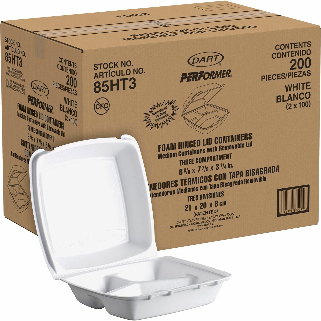 Container 3Comp Med 200Ct