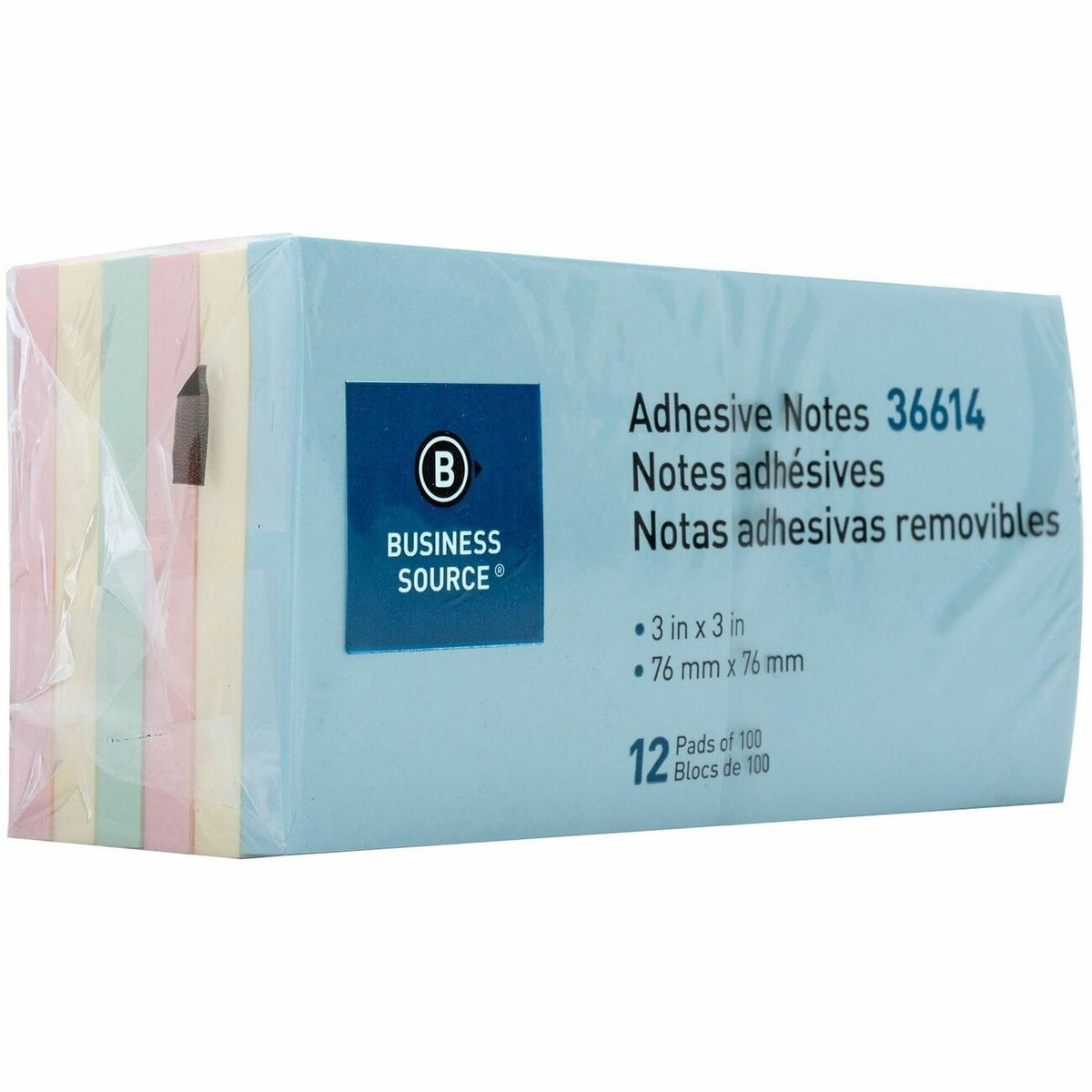 Business Source Notes Adhsv 3X3 12Pk Pastel