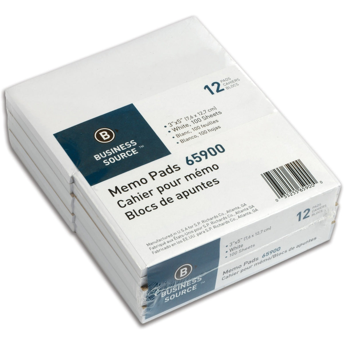 Business Source Pad Memo 3X5 Plain 100Sh We