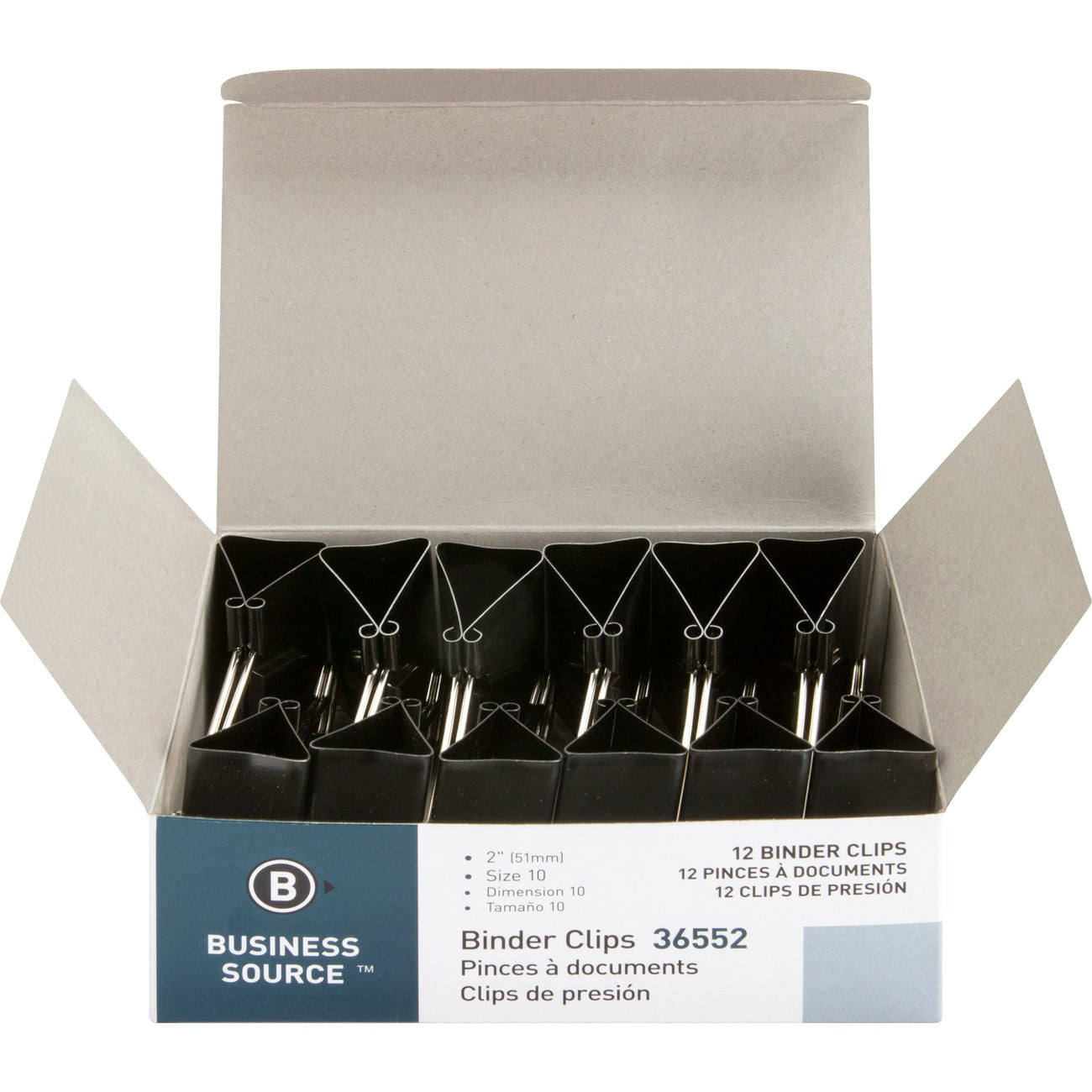 Business Source Clip Binder Large 12Pc Bk