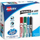 Avery&reg; Marks A Lot Dry Erase Markers, Desk/Pen-Style, 24 Assorted