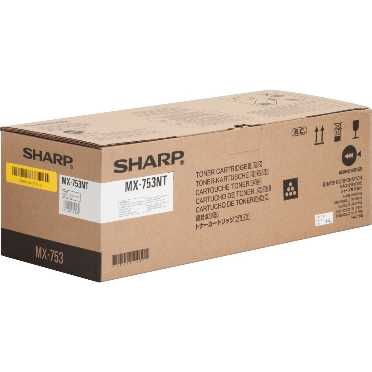 SHARP&reg; MX753NT Original Laser Toner Cartridge - Black - 1 Each